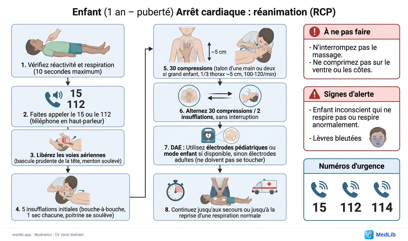Arrêt cardiaque : réanimation (RCP)